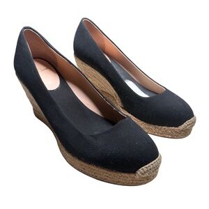J. Crew Black and Tan Wedge Espadrilles
